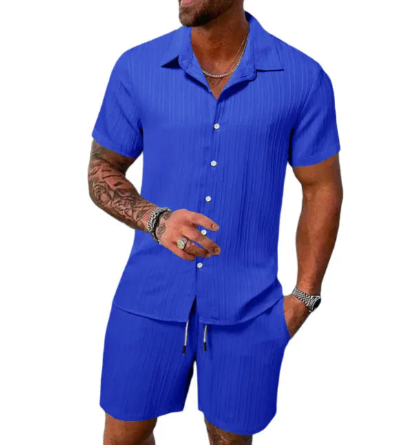Kel-Star Casual Summer Short Sleeve Shirt & Shorts Set