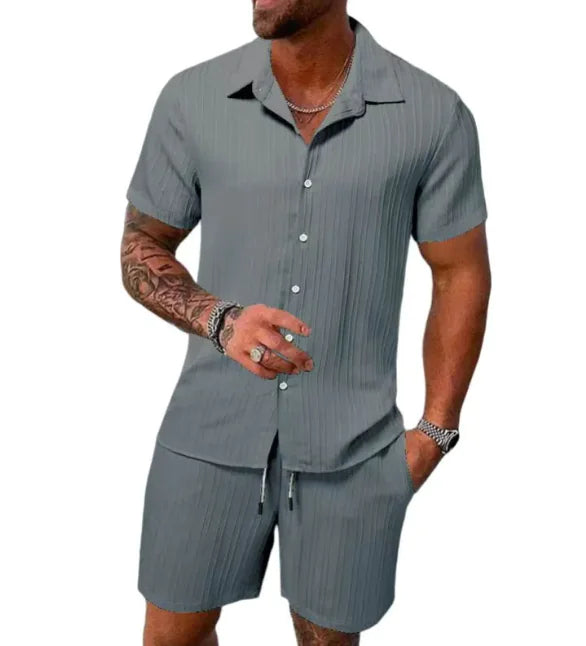 Kel-Star Casual Summer Short Sleeve Shirt & Shorts Set