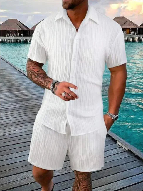 Kel-Star Casual Summer Short Sleeve Shirt & Shorts Set