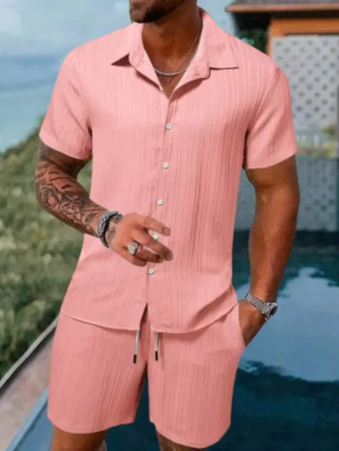 Kel-Star Casual Summer Short Sleeve Shirt & Shorts Set