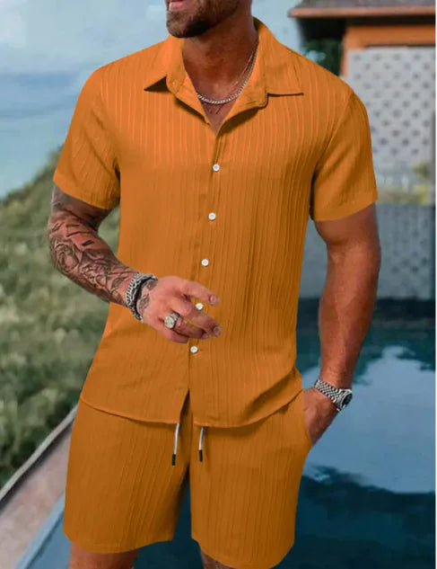 Kel-Star Casual Summer Short Sleeve Shirt & Shorts Set