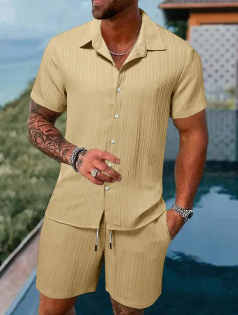 Kel-Star Casual Summer Short Sleeve Shirt & Shorts Set