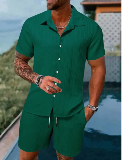 Kel-Star Casual Summer Short Sleeve Shirt & Shorts Set