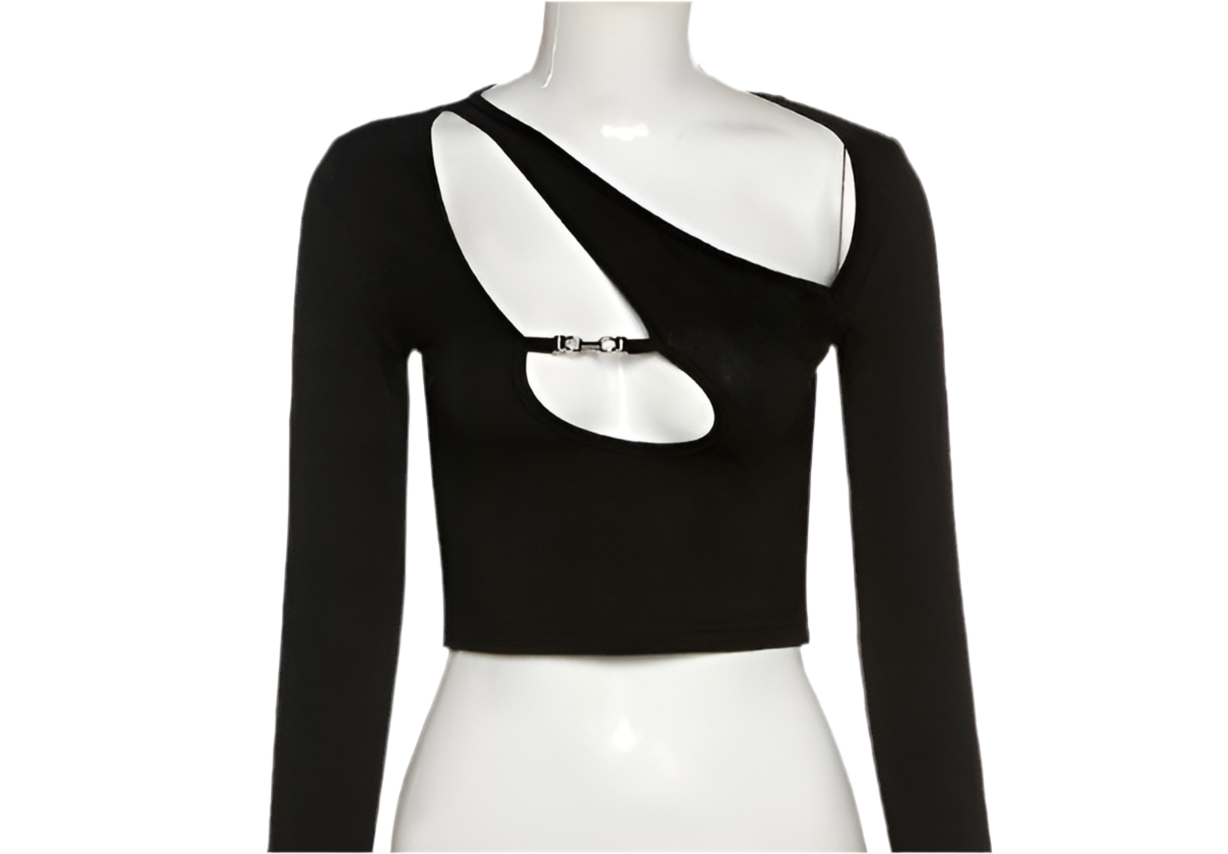 Asymmetric Collar Crop Top